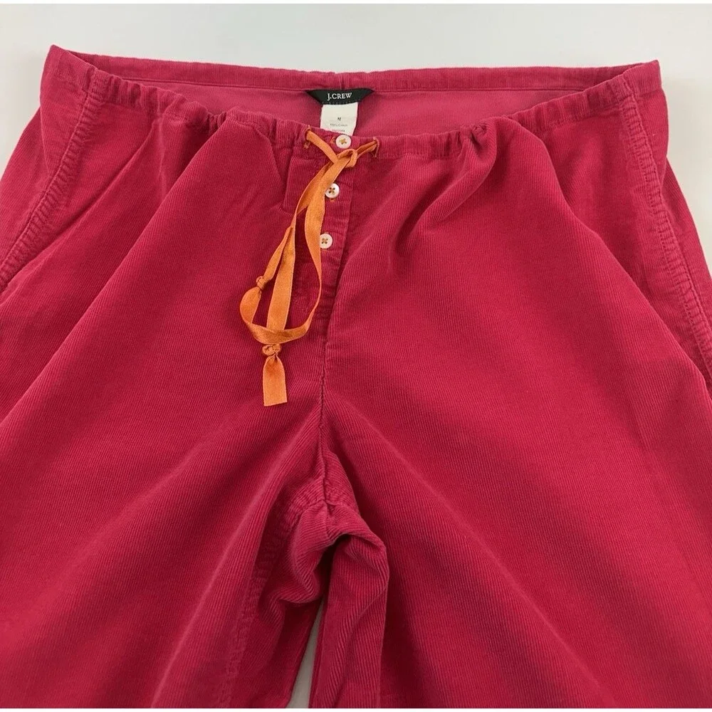 J Crew Pink Corduroy Pants Vintage Y2K Lightweight Drawstring Relaxed Womens Med